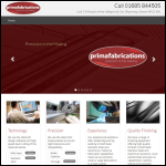 Screen shot of the Prima Fabrications Ltd website.