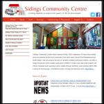 Screen shot of the The Sidings Community Centre website.