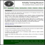 Screen shot of the Kirkaldy Testing Museum Southwark Ltd website.