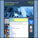 Screen shot of the B & P Motors (1988) Ltd website.