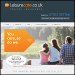 Screen shot of the Leisurecare Insurance Services Ltd website.
