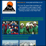 Screen shot of the Peak Activities Ltd website.