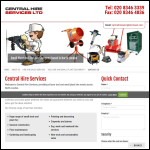 Screen shot of the Central Hire Ltd website.