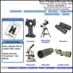 Screen shot of the East of England Binoculars website.