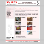 Screen shot of the Squires Metal Fabrications Ltd website.