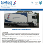Screen shot of the Benbeck Forwarding Ltd website.