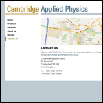 Screen shot of the Cambridge Applied Physics Ltd website.