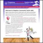 Screen shot of the Chepstow Community Centre (Mk) website.