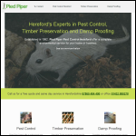 Screen shot of the Pied Piper Pest Control Hereford website.