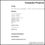 Screen shot of the Computer Projects Ltd website.