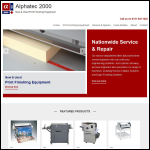 Screen shot of the Alphatec 2000 Print Finishing Equipment Ltd website.