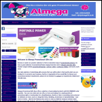 Screen shot of the Almega Promotional Gifts Ltd website.