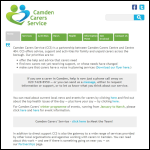Screen shot of the Camden Carers Centre website.
