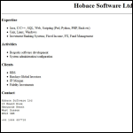 Screen shot of the Hobace Software Ltd website.