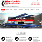 Screen shot of the Worldwide Recovery Systems Ltd website.