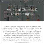 Screen shot of the Alliance Technical Laboratories Ltd website.