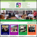 Screen shot of the Cymdeithas Mudiadau Gwirfoddol Ceredigion / Ceredigion Association of Voluntary Organisations website.
