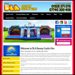 Screen shot of the DLA Bouncy Castle Hire website.