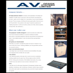 Screen shot of the A V Design Ltd website.