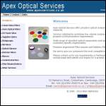 Screen shot of the Apex Optical Services website.