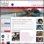 Screen shot of the E & D Ventilation Cleaning website.