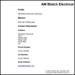 Screen shot of the A.M Blatch Electrical Contractors Ltd website.