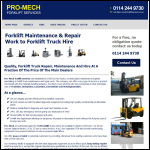 Screen shot of the Pro Mech Forklift Services website.