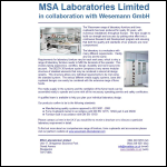 Screen shot of the MSA Laboratories Ltd website.