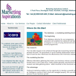 Screen shot of the Marketing Aspirations Ltd website.