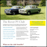 Screen shot of the Rover P5 Club website.