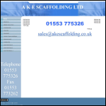 Screen shot of the A K E Scaffolding Ltd website.