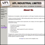 Screen shot of the APL Industrial Ltd website.