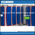 Screen shot of the Advanced Labelling Systems Ltd website.