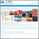 Screen shot of the ARC Labels Ltd website.