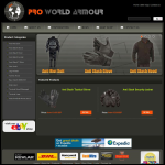 Screen shot of the Pro World Armour Ltd website.