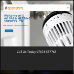 Screen shot of the A K Gas & Heating Services Ltd website.