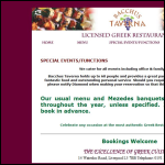 Screen shot of the Bacchus Greek Taverna Ltd website.
