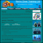 Screen shot of the Nemo Diver Training Ltd website.