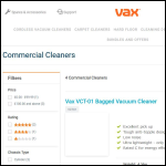 Screen shot of the Vax Commercial Ltd website.