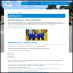 Screen shot of the R A Butler Junior School website.