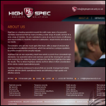 Screen shot of the High Spec Security Solutions Ltd website.