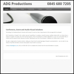Screen shot of the Adg Productions Ltd website.