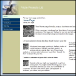 Screen shot of the Pridie Projects Ltd website.