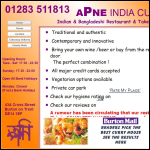 Screen shot of the Apne India Cuisine Ltd website.