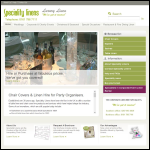 Screen shot of the Speciality Linens website.