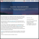 Screen shot of the Haven Engineering Projects Ltd website.