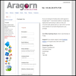 Screen shot of the Aragorn Consulting Ltd website.