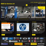 Screen shot of the M & M Car Services Ltd website.
