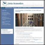 Screen shot of the Aria Acoustics Ltd website.