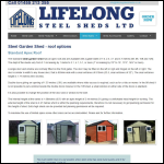 Screen shot of the Life Long Steel Sheds Ltd website.